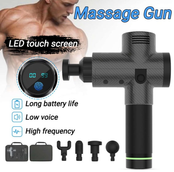 Electric Vibrating Muscle Massager Gun – Quiet, High-Frequency 20-Speed Adjustable Therapy Gun for Deep Tissue Pain Relief & Muscle Recovery