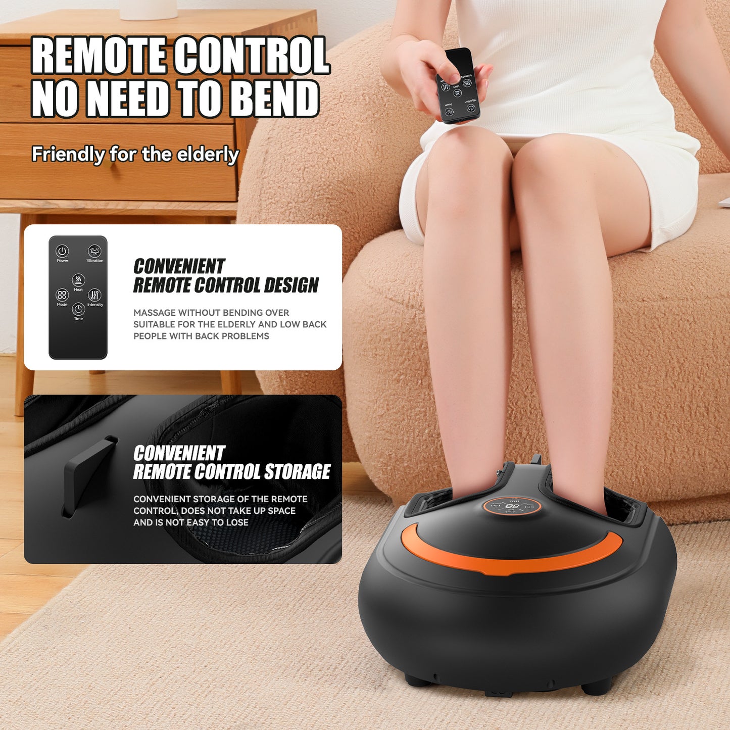 Remote Control Multifunctional Foot Massager – Heated Foot Relief, Shiatsu Massage & Adjustable Settings for Stress and Pain Relief