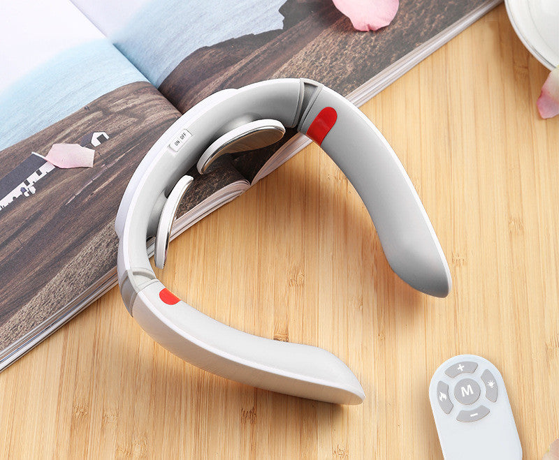 Wireless Remote Neck Guard Massager – Portable Neck and Shoulder Pain Relief with Adjustable Intensity