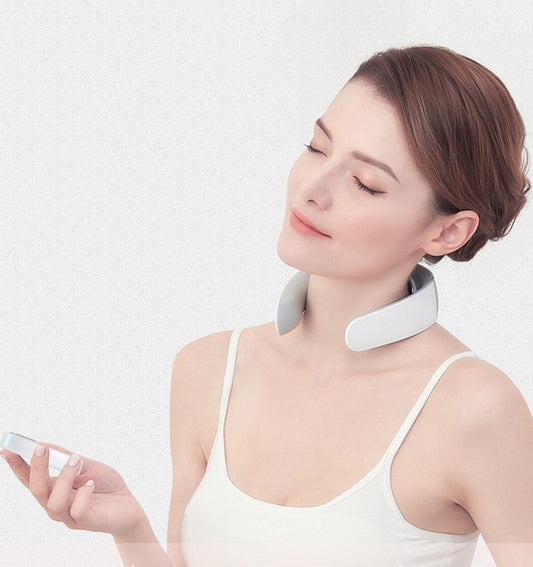Wireless Remote Neck Guard Massager – Portable Neck and Shoulder Pain Relief with Adjustable Intensity