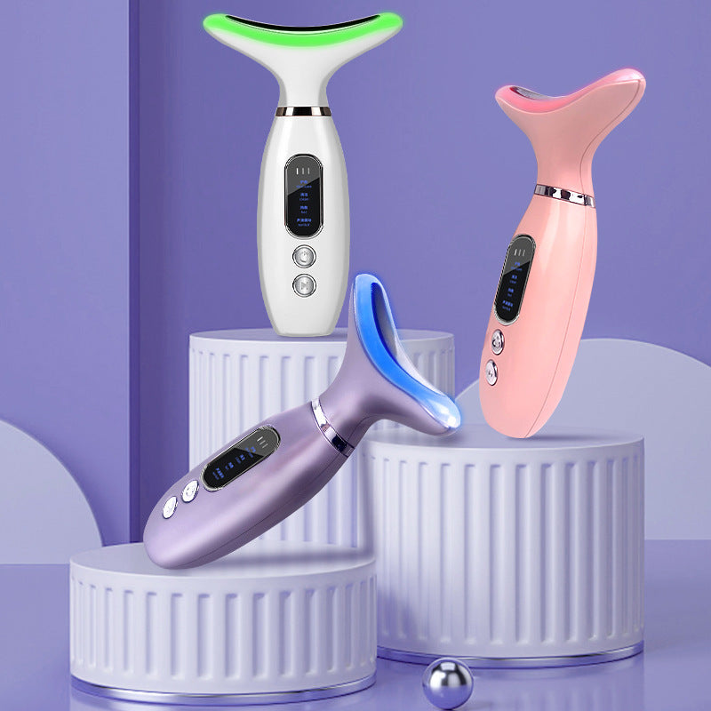 Neck & V-Face Beauty Massager with LED Light Therapy and Charging Function