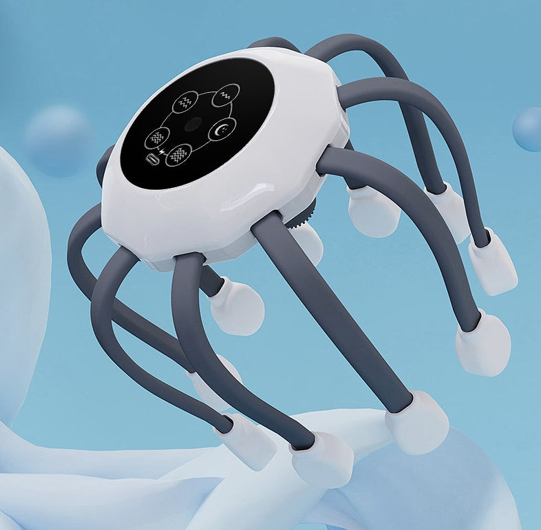 Smart Electric Head Massager Octopus – Portable Scalp Massager with Heat and Vibration for Stress Relief, Hair Growth & Relaxation