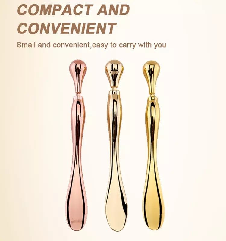 Eye Cream Stick Roller & Metal Spatula – Puff Applicator & Facial Massage Tool