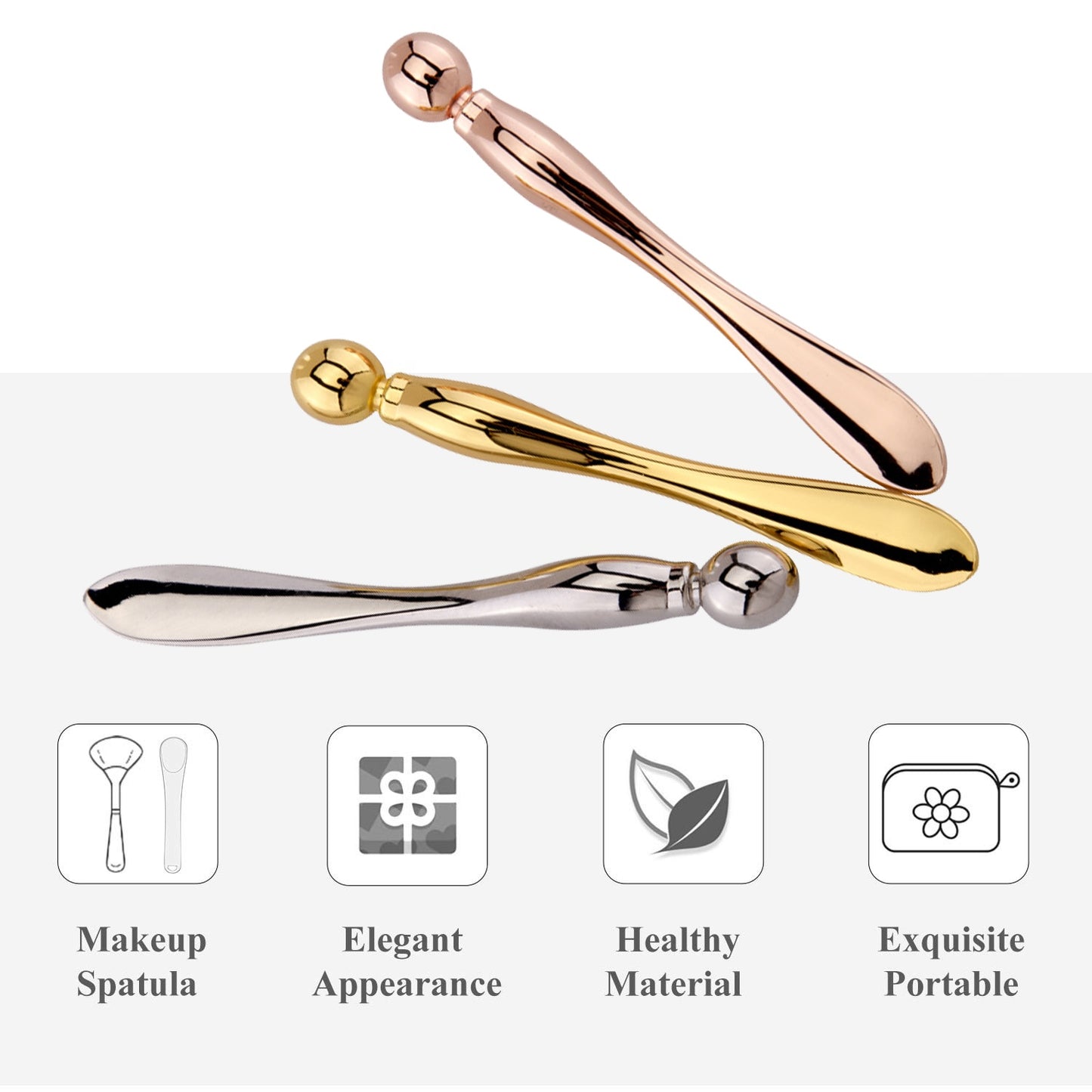Eye Cream Stick Roller & Metal Spatula – Puff Applicator & Facial Massage Tool