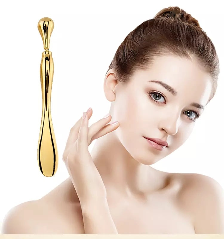 Eye Cream Stick Roller & Metal Spatula – Puff Applicator & Facial Massage Tool