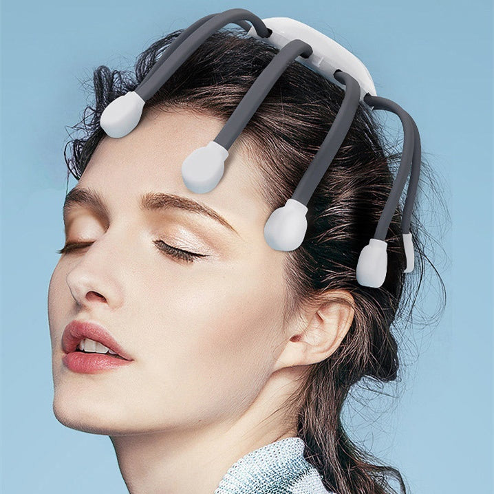 Smart Electric Head Massager Octopus – Portable Scalp Massager with Heat and Vibration for Stress Relief, Hair Growth & Relaxation